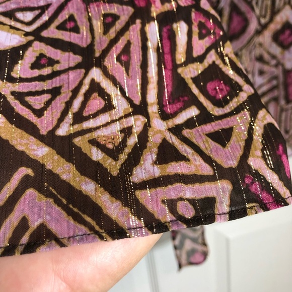 Lane Bryant Sheer Metallic Retro Long Sleeve Tie Front Cárdigan Blouse 14/16 - Picture 8 of 12